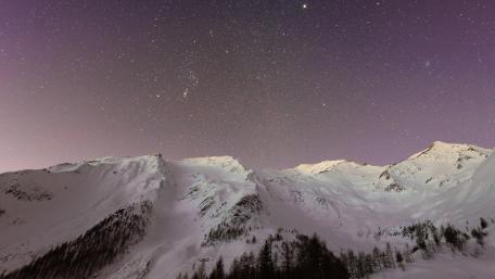 Winter Mountains Under a Starry Sky wallpaper