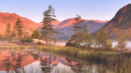 Serene Mountain Reflection in Tranquil Waters wallpaper