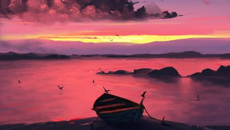Tranquil Pink Evening Skies wallpaper