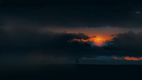 Twilight Reverie: A Lone Wanderer wallpaper