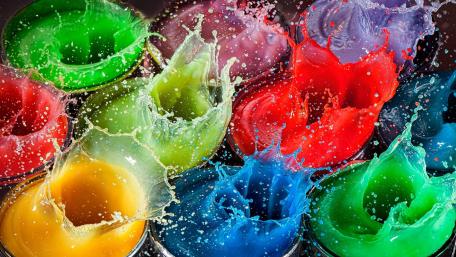 Vibrant Splash of Colorful Paint Drops wallpaper