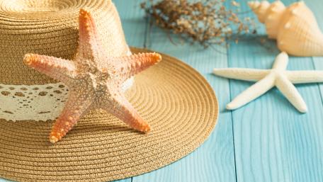 Summer Vibes with Starfish on Wood Planks wallpaper