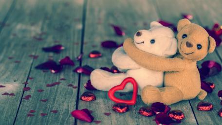 Cozy Love Between Teddy Bears wallpaper