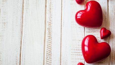 Romantic Hearts on Wood Planks Wallpaper wallpaper