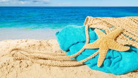 Summer Beach Bliss with Starfish and Towels wallpaper
