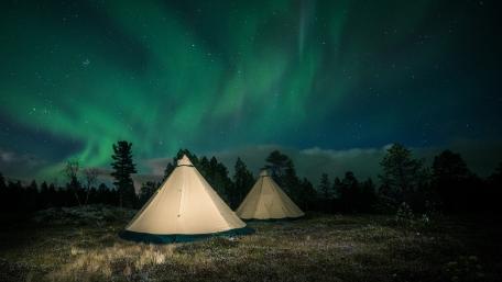 Enchanting Night Under the Aurora Borealis wallpaper