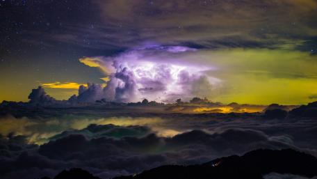 Majestic Storm Clouds Above the Night Sky wallpaper