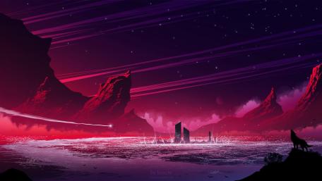 Crimson Dreamscape of a Distant World wallpaper