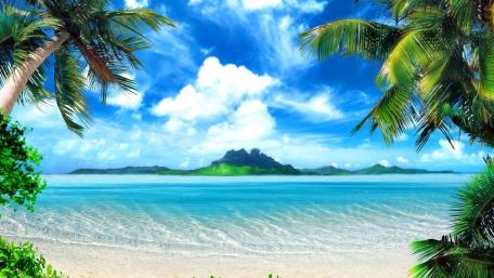 Tropical Paradise by the Sea wallpaper