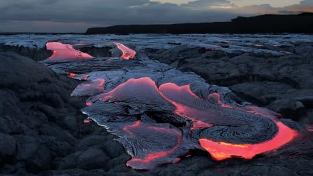 Glowing Lava Flow at Dusk wallpaper
