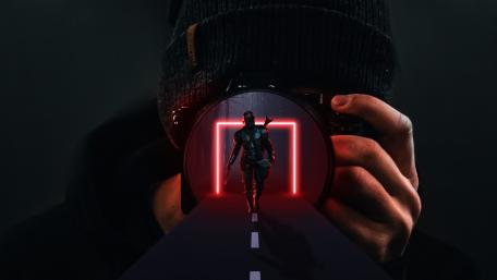 Neon Dreams of a Photographer's Lens wallpaper