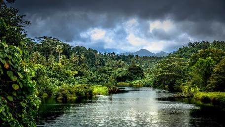 Serene River Landscape of Samoa Islands wallpaper