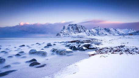 Majestic Winter Landscape by the Sea wallpaper