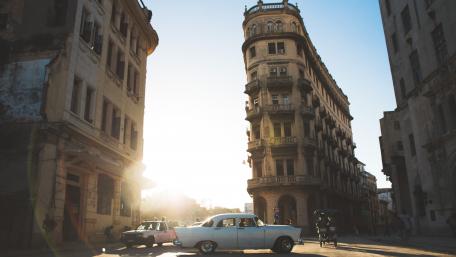 Golden hour in Havana, in what remains of its Chinatown wallpaper