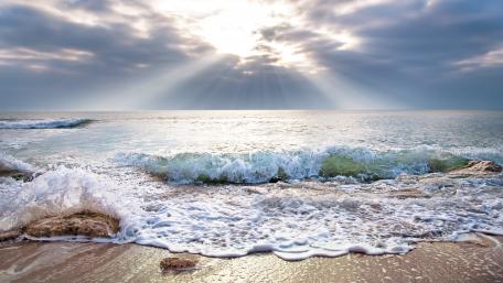 Serene Horizon with Sunlight Over the Sea wallpaper