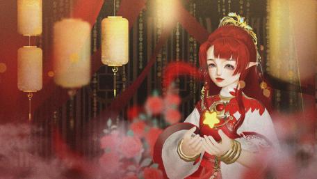 Enchanting Anime Girl in Red Hair Wallpaper wallpaper