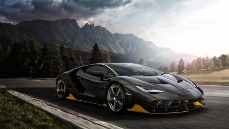 Stunning Lamborghini against Majestic Mountains wallpaper