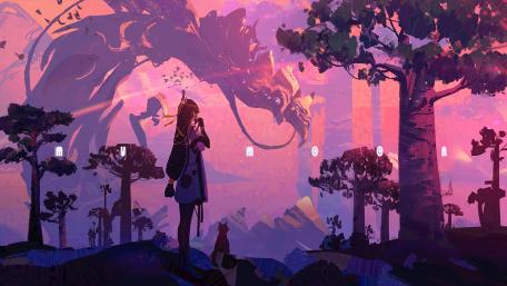 Mystical Dusk with Anime Sorceress wallpaper
