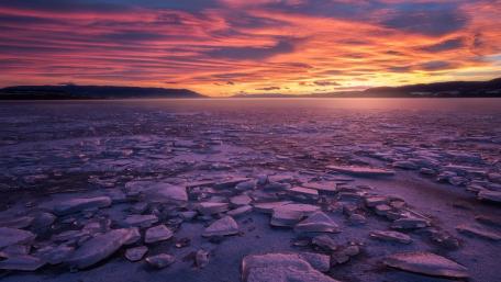 Frozen Lake Winter Sunset Beauty wallpaper