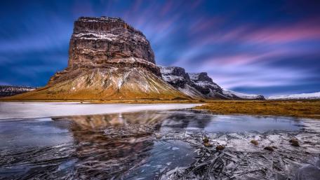 Majestic Winter Reflection of a Butte wallpaper