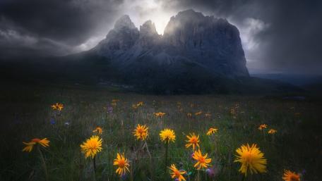 Majestic Mountains Shrouded in Clouds wallpaper