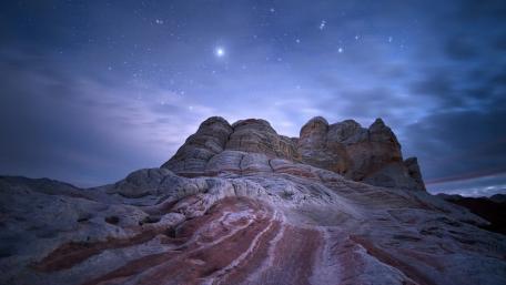 Serene Night Over Bedrock Landscape wallpaper