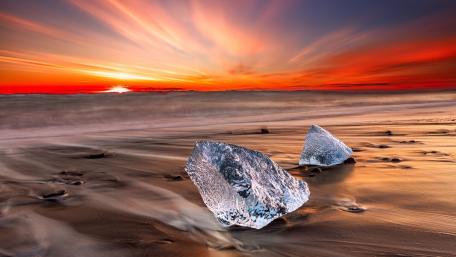 Glowing Ice at Sunset Magic wallpaper