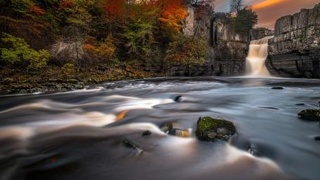 Autumn Serenity by the Waterfall wallpaper