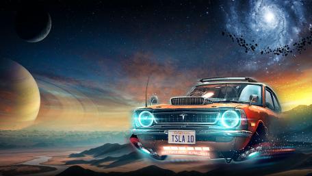 Tesla's Retro-Futuristic Journey wallpaper