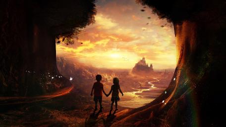 Children's Journey to Fantasy Realm wallpaper