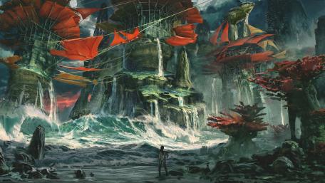 Mystical Shores of the Alien Falls wallpaper