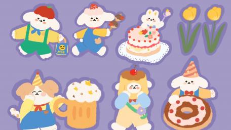 Adorable Cartoon Dog Party Extravaganza! wallpaper