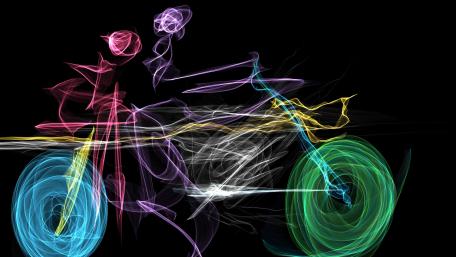 Colorful Light Art Motorcycle Design wallpaper