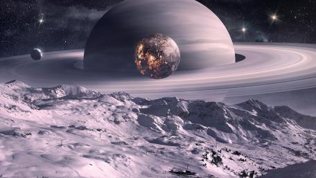 Otherworldly Planet in a Cosmic Landscape wallpaper