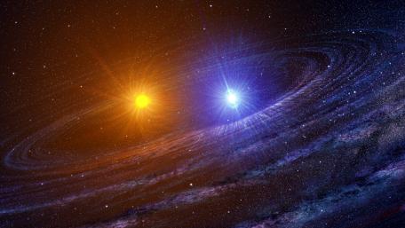 Celestial Dance of Binary Stars wallpaper