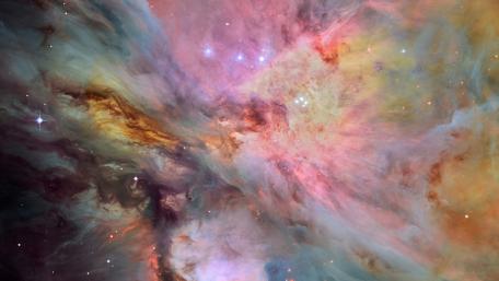 Orion Nebula Majestic Cosmic Display of Colorful Stars and Gas Clouds wallpaper
