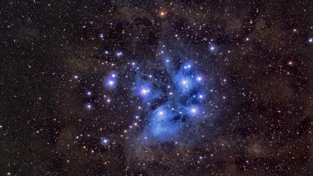 Mystical Pleiades Star Cluster in Deep Space wallpaper