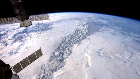 Majestic View of Earth from Space Station wallpaper