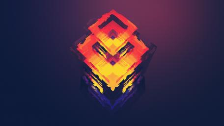 Fiery Neon Geometry in the Abyss wallpaper