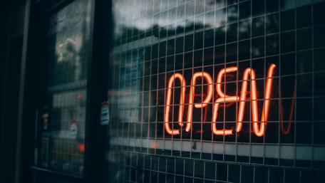 Glowing Open Sign in the City Night wallpaper