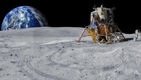 Moon Landing Adventure in Space Exploration wallpaper