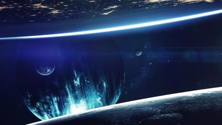 Celestial Wonders of a Futuristic Realm wallpaper