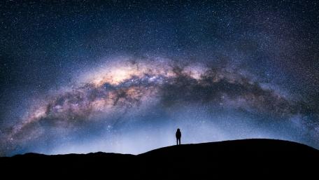 Majestic Milky Way Over Serene Landscape wallpaper
