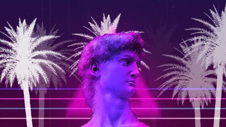 Sculpture in Retrowave wallpaper