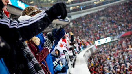 Crowd at Soldier Field for Stadium Series Hockey Game wallpaper