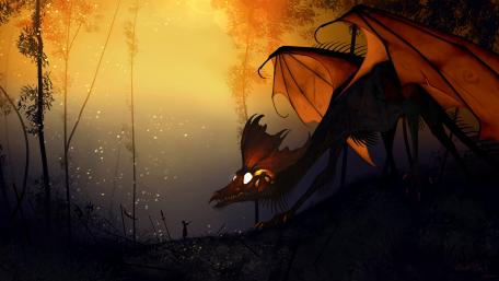 Mystical Dragon at Dusk wallpaper
