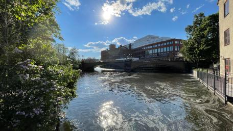 View towards Industrilandskapet Norrköping wallpaper