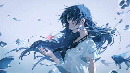 Serene Underwater Anime Dreamscape wallpaper