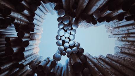 Ethereal Blue Sky Through Abstract Pipes wallpaper