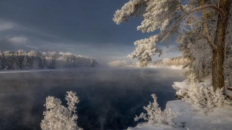 Serene Winter Reflections In Nature wallpaper